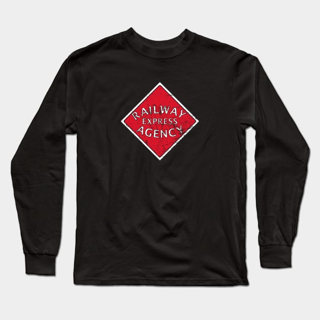 Distressed Railway Express Agency Long Sleeve T-Shirt by Railway Tees For All